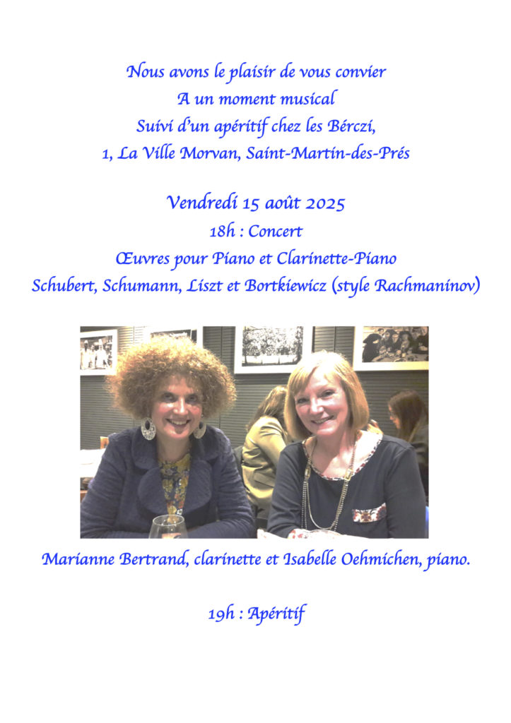 Concert privé avec clarinette  15 Août 2025